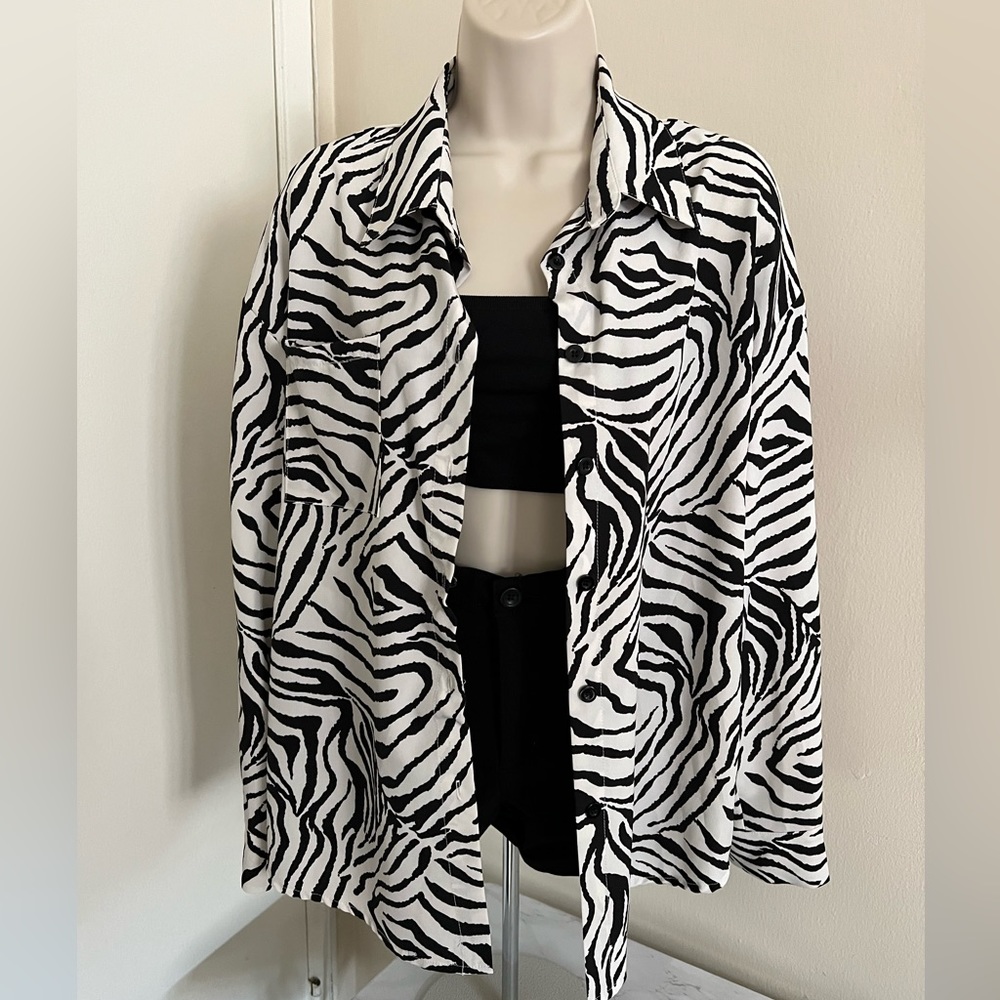 Zebra Print Button Down